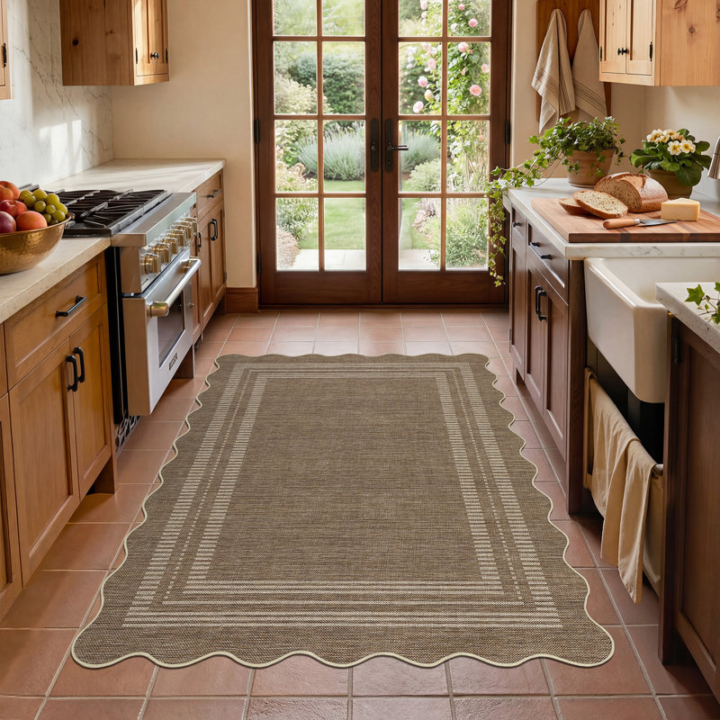 Tapis lavable à la machine doux et antidérapant à poils courts pour tapis de salon, Brun, Rectangle 36 po x 60 po
