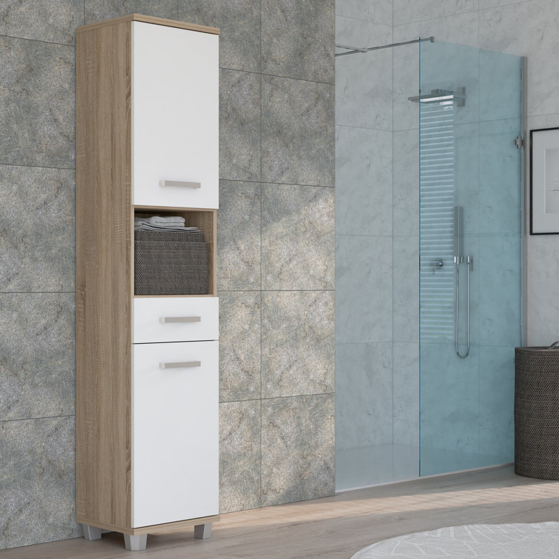 Veris Freestanding Bathroom Cabinet, Sonoma Oak/White High Gloss