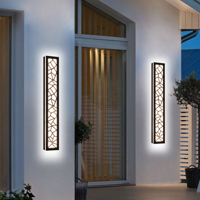 Outdoor Wall Lights 32Inch Modern Outdoor Wall Sconce LED Long Wall Sconces Black Front Porch Light Waterproof Led Wall Light 3000K, 3500K, 4500K, 5000K, 6000K Exterior Lighting Fixtures