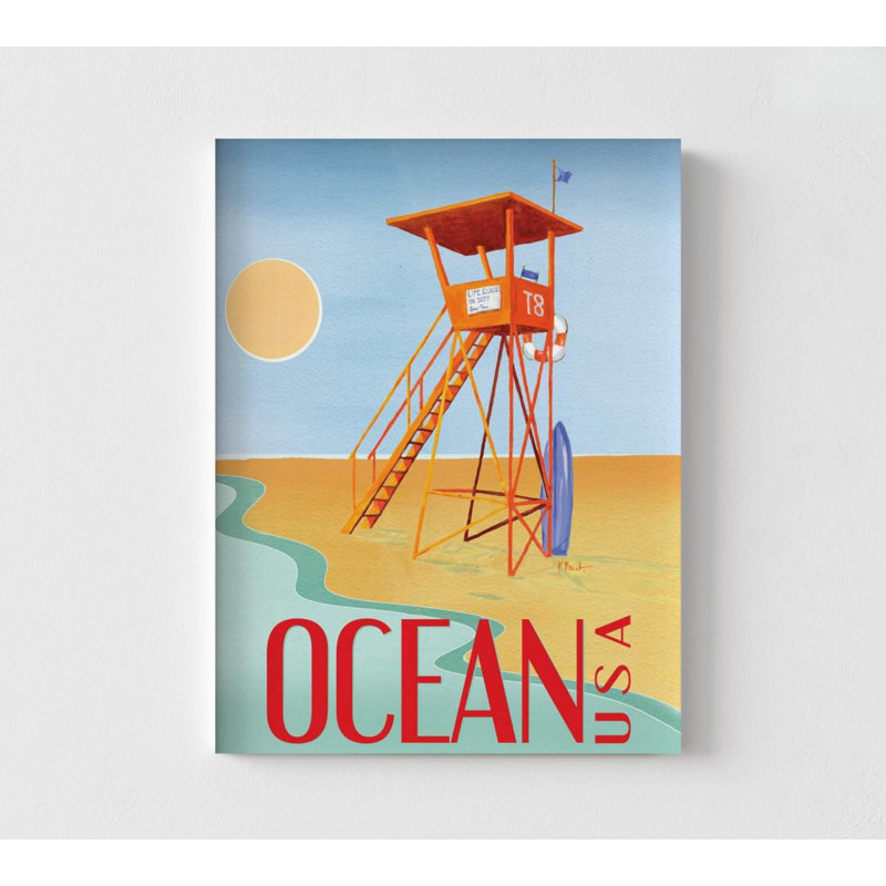 «Beach Watch II» par Paul Brent, impression d'affiche de plage, décor de maison de plage, affiche de tour de sauveteur, décor de chalet côtier, art de grande plage