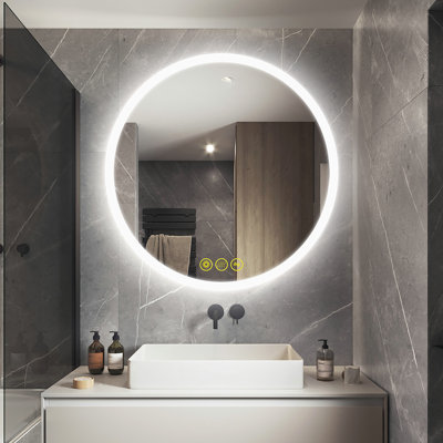Airalyn Led Round Anti-Fog Bathroom Mirror with Adjustable Lighting: Perfect for Your Bedroom Vanity