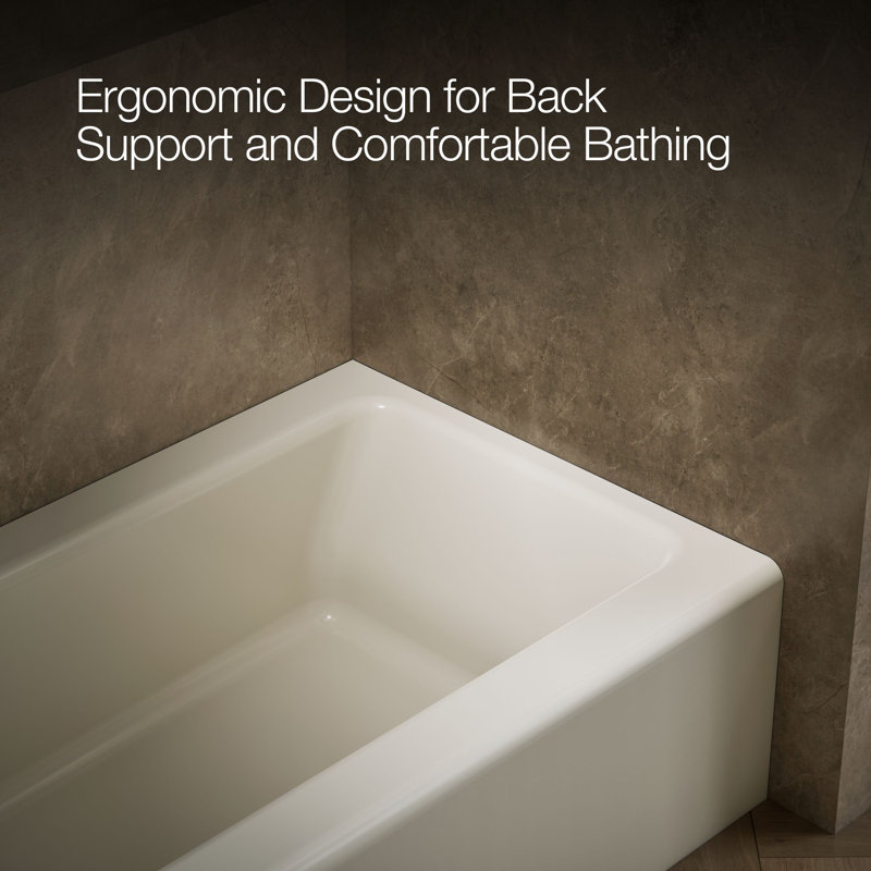 Bellwether® 60" x 30.25" Alcove Soaking Cast Iron Bathtub, Biscuit, Left