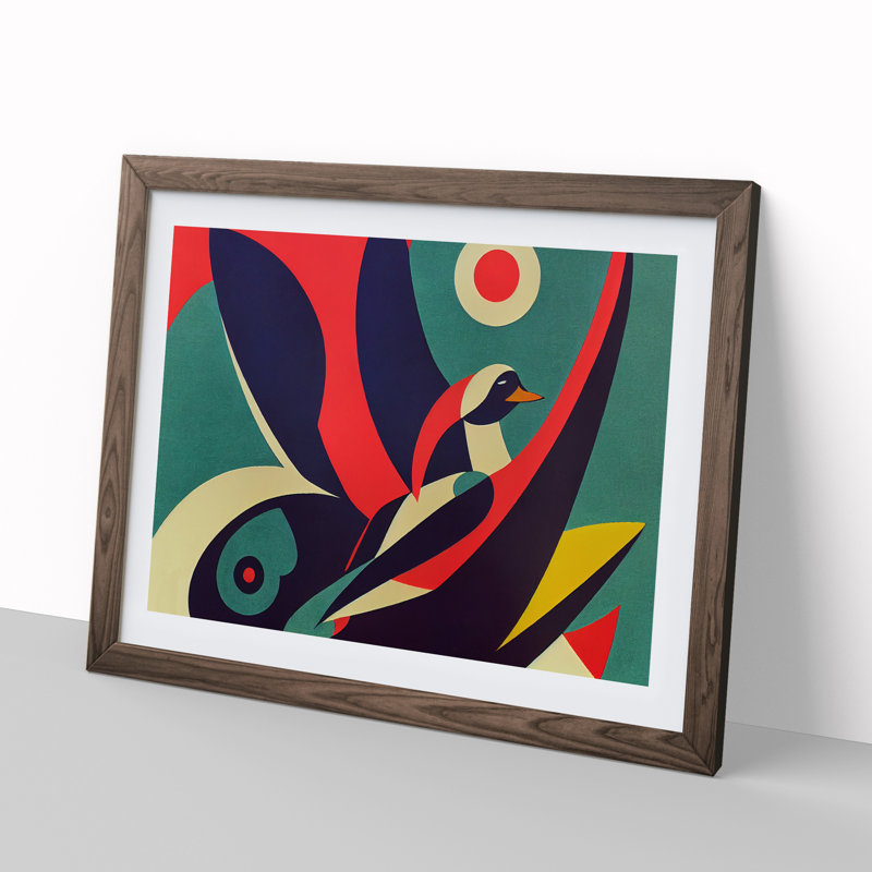 Swan Abstract Art Vol.2 1 Piece Single Picture Frame Wall Art, 46cm H x 64cm W x 2cm D, Walnut Framed