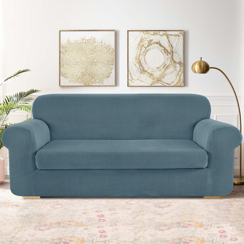 Dlerfeut Box Cushion Sofa Slipcover, Black, 41" H x 92" W x 42" D