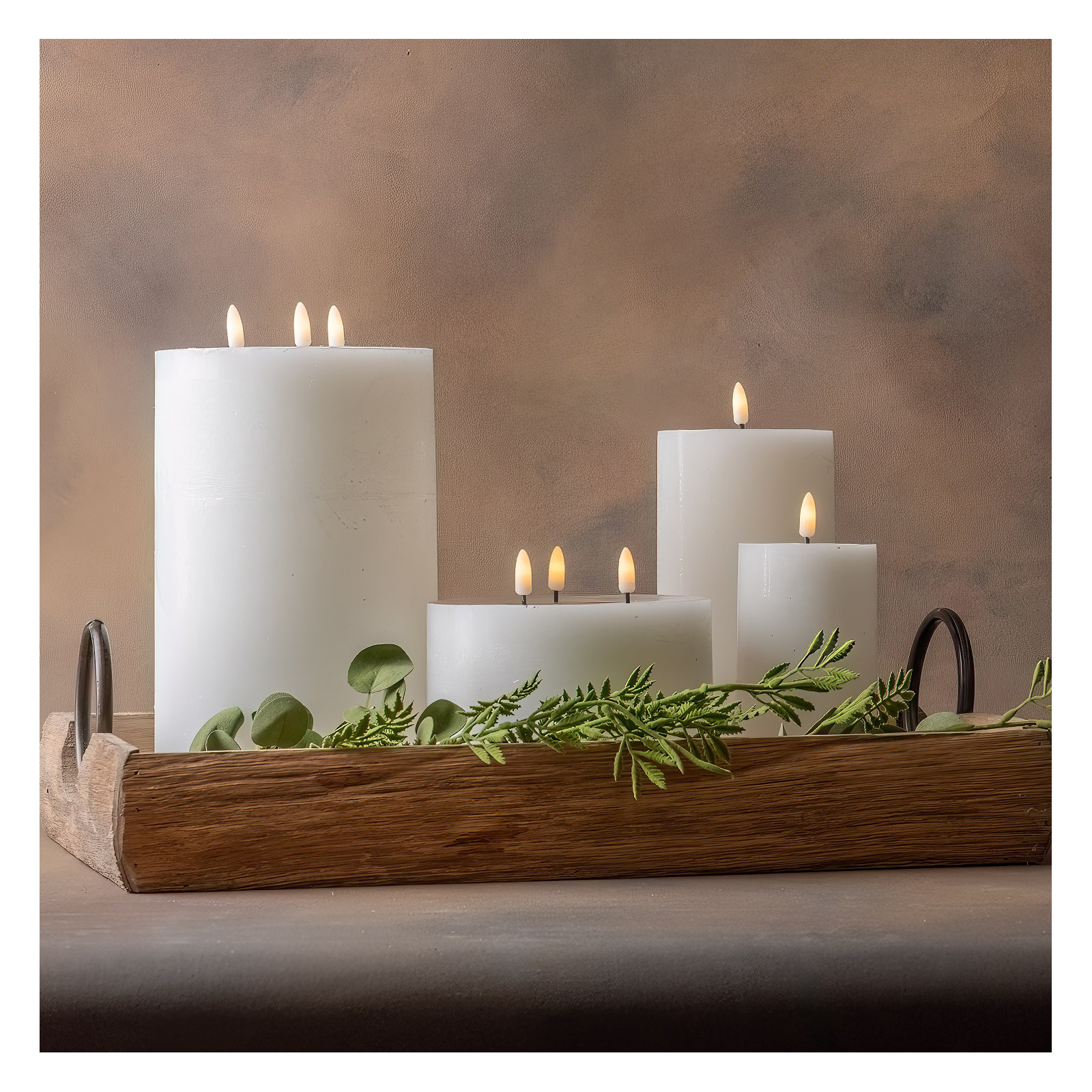3 Wick Small Flameless Candle, White