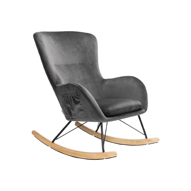 Israel Metal Rocking Chair, Dark Grey, Velvet