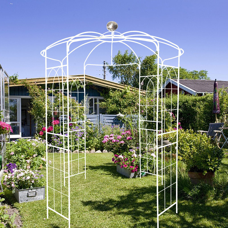 Pavillon de jardin en métal, Crème / blanc