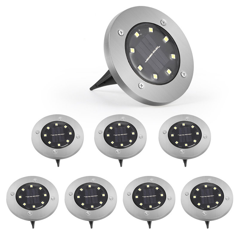 Paradise By NEX Satin Solar Powered Integrated LED Metal Pathway Light Kit, Chrome, White