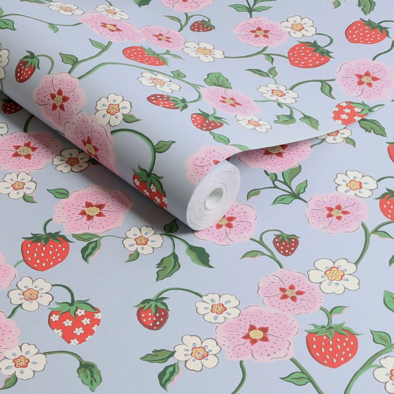 Cath Kidston Strawberry Floral Wallpaper, Yellow