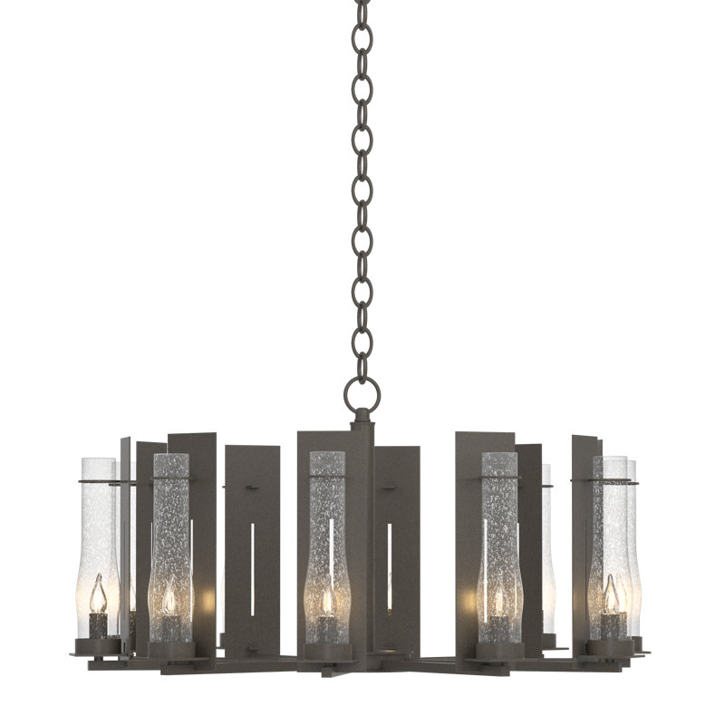 New Town 10 - Light Unique/Statement Wagon Wheel Chandelier, Dark Smoke