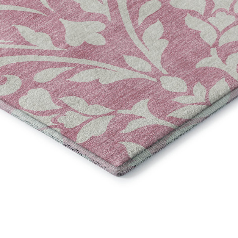 Premium Machine Washable Prisco Pink Rug, Rectangle 9' x 12'