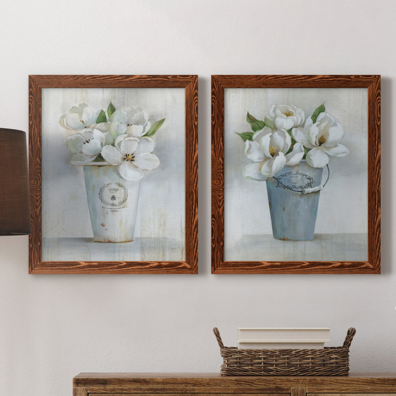 Fleuriste Francais I - ensemble de 2 reproductions d'art, H 20 po x l 17 po x P 1 po, Toile avec cadre érable, Pas de tapis