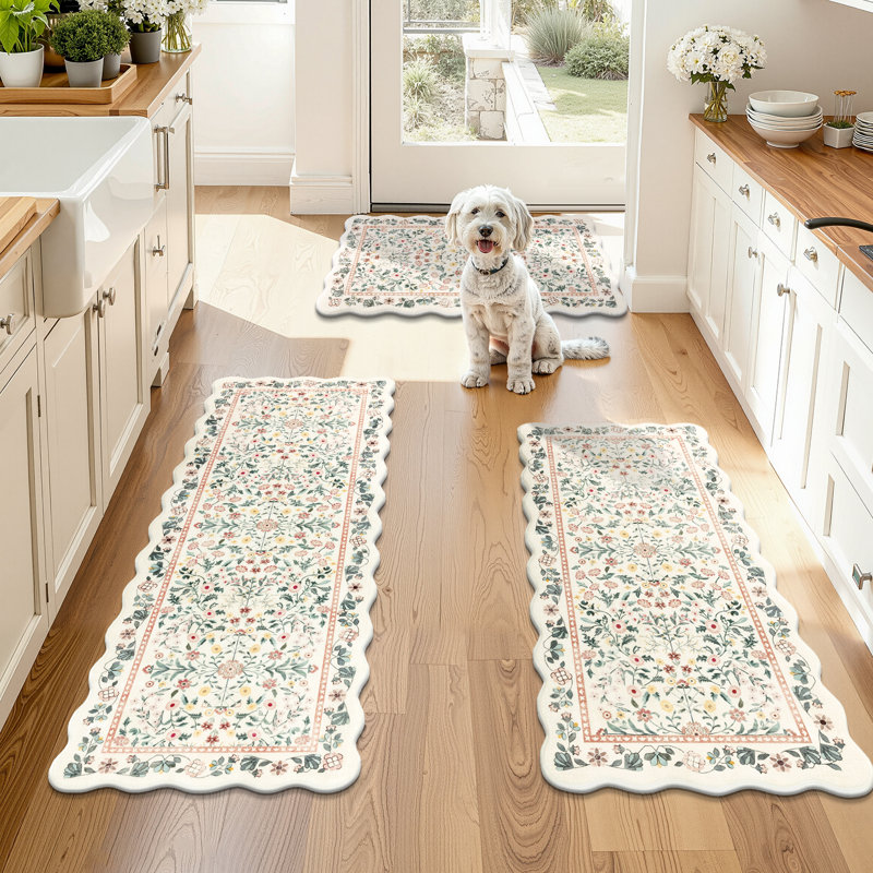 Tapis de cuisine antidérapant (ensemble de 3), Rose