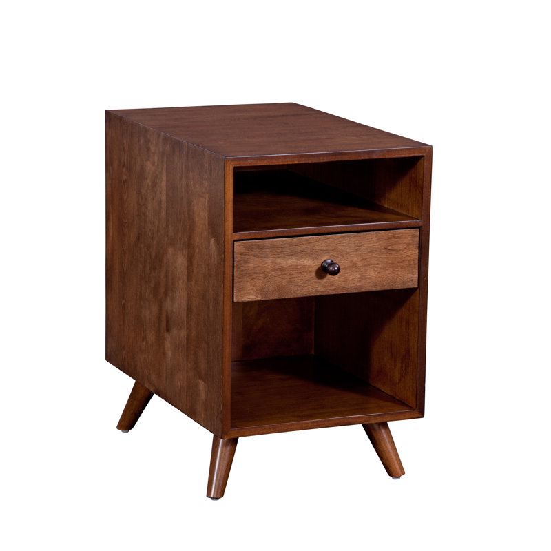 Temaraia End Table with Storage and Built-In Outlets, Brown