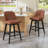 360° Swivel Barstools with Solid Wood Legs,Upholstered Counter Stools with Back