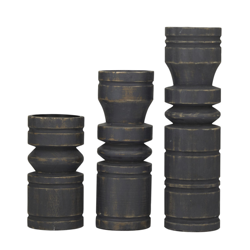 Ensemble de chandeliers de table en bois 3 pièces, Noir