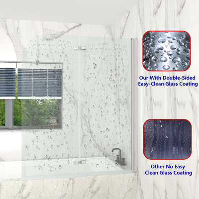 Mahnomen 56.1mm - 112.2mm W x 140mm H Hinged Semi-Frameless Tub Door with Clear Glass