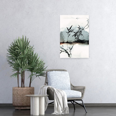 Contemporary Art Minimalist Traditional Abstract Bamboo Forest Landscape Wall Art by Treechild - Wrapped Canvas Print