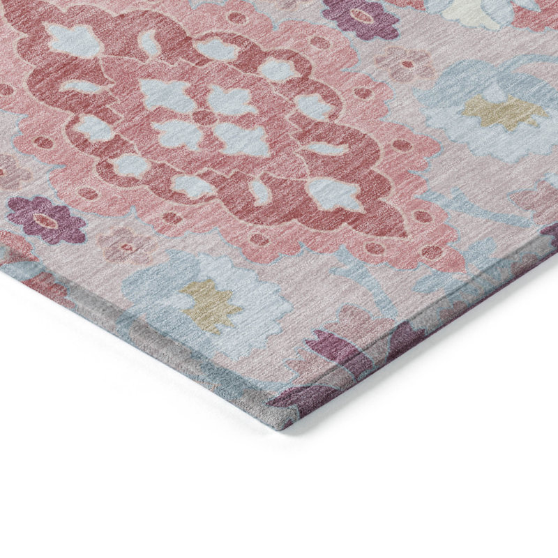 Tapis oriental lavable intérieur / extérieur 10 pi x 14 pi rosé