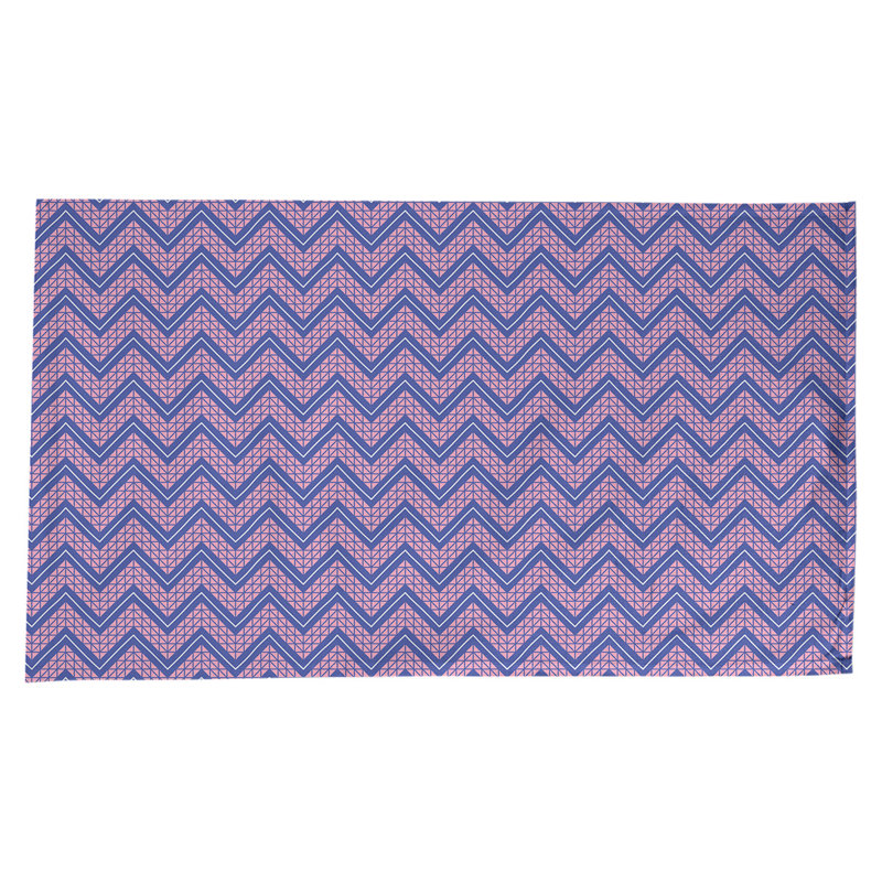 Stephenie Classic Hand Drawn Chevrons Tablecloth, Blue/White/Pink