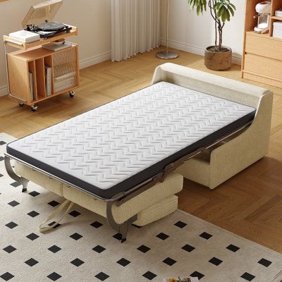 47.24"Modern Armless Convertible Sofa Bed with Plush Chenille, 5-Layer Cushioning for Small Spaces