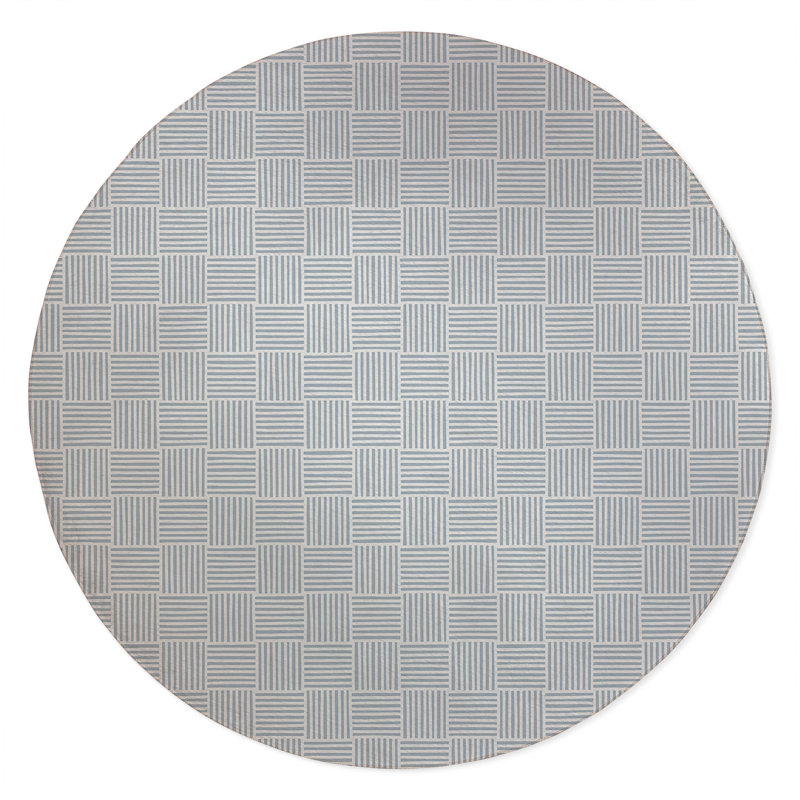 Gridblocked Non-Slip Outdoor Rug, Round 5'
