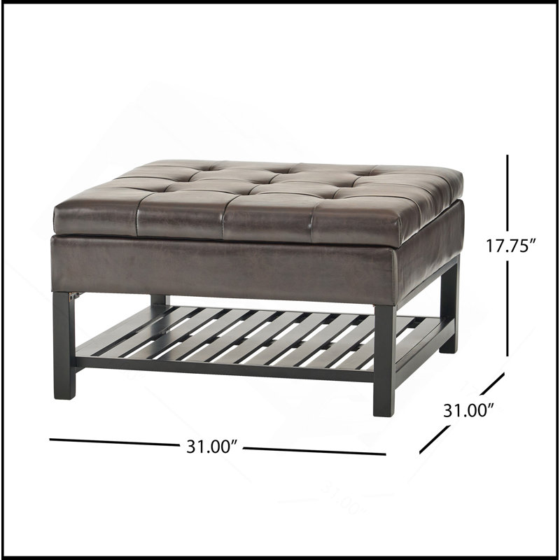 Sophisticated Square Ottoman With Storage And Bottom Rack, A Stylish And Functional Addition To Any Room