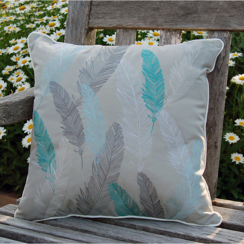 Embroidered Outdoor Throw Pillow