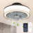 16 In.Smoky Gray Flush Mount Ceiling Fan With Dimmable LED Light  And Remote