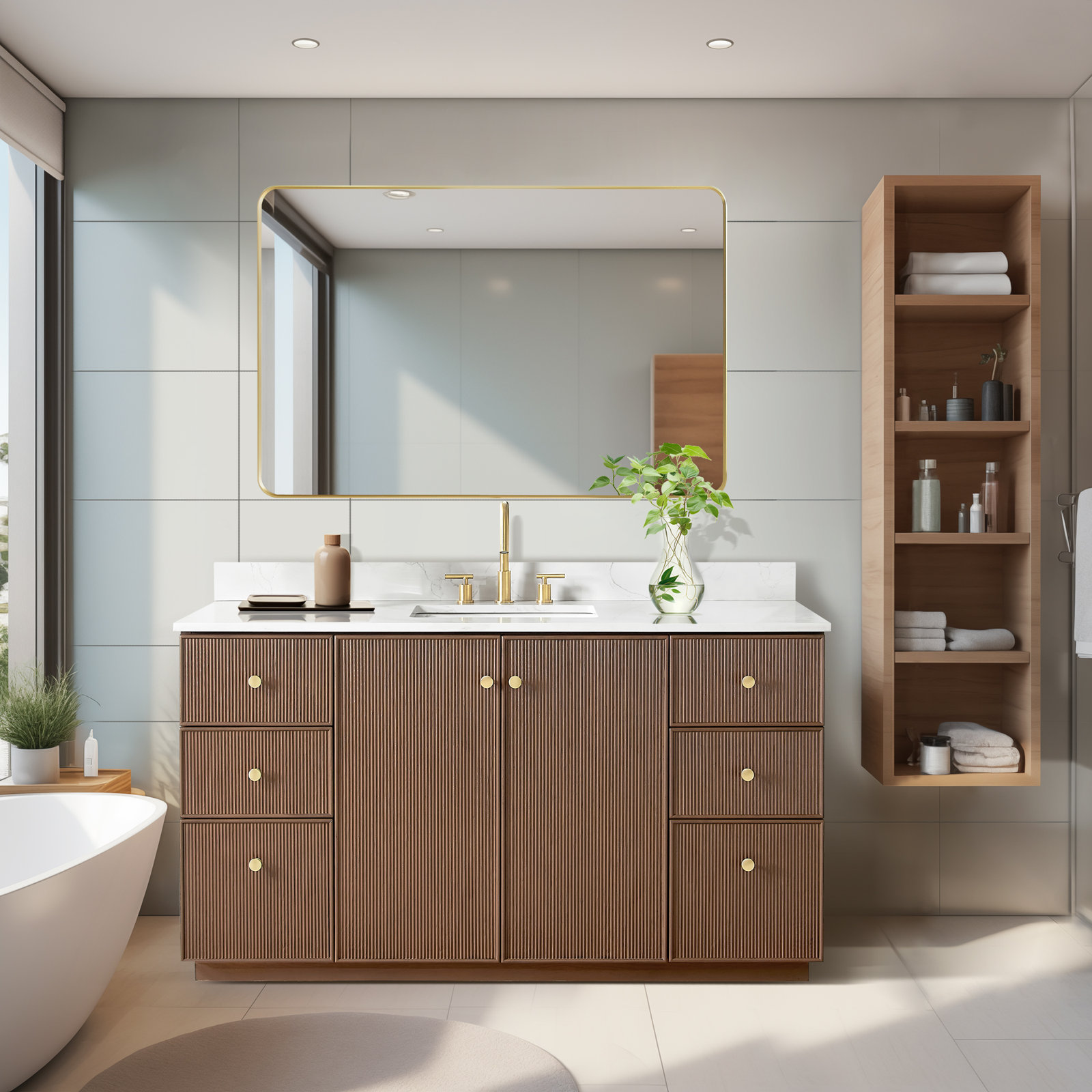 Amella 60'' Single Bathroom Vanity, Dark Brown