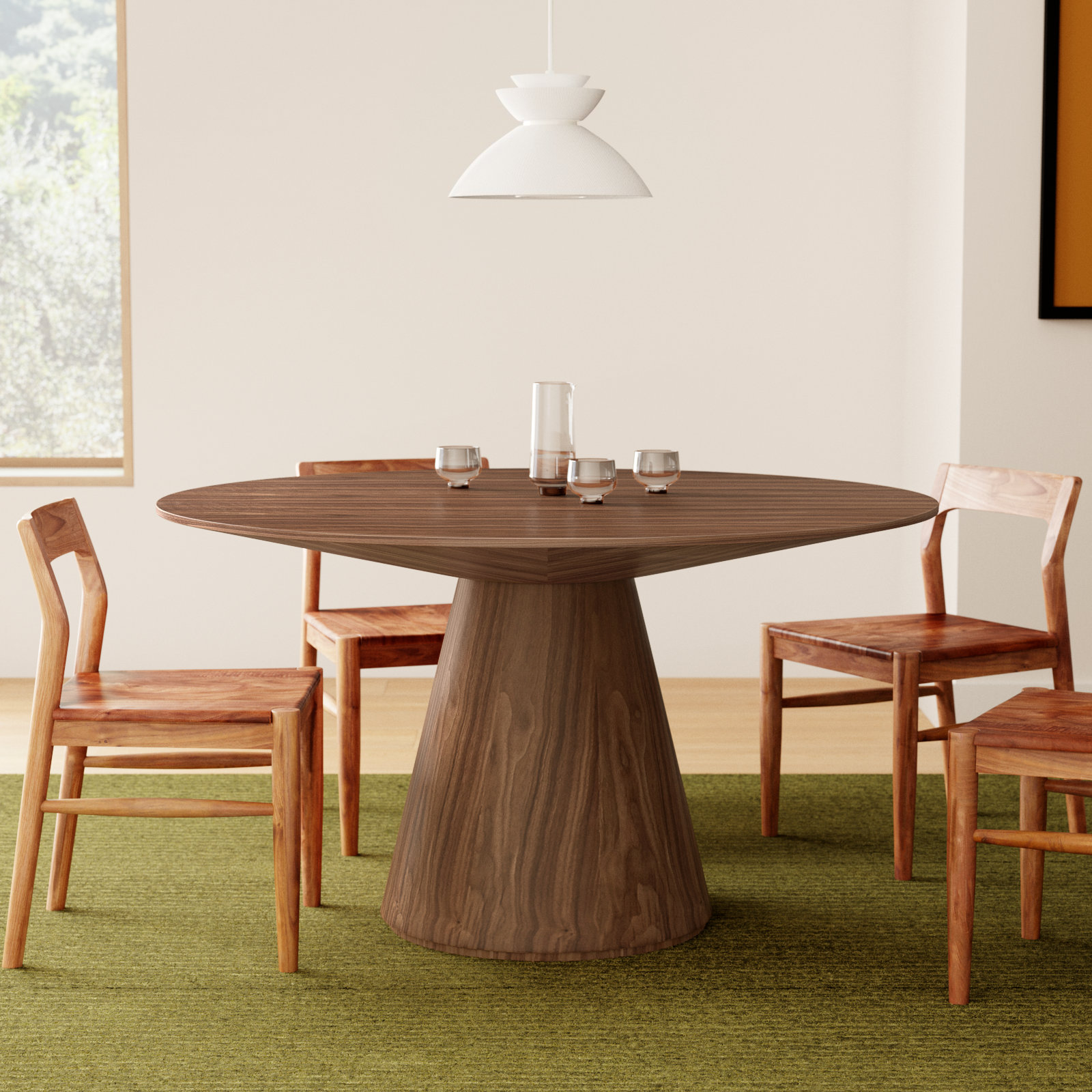 Royale 71" Dining Table, Walnut, 29.5" H x 54" W x 54" L