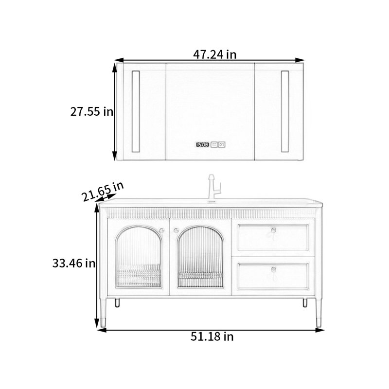 Armoire de salle de bain simple et moderne du sol au plafond, 51"