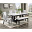 Banc contemporain rembourré avec revêtement gris et finition noire pour un salon confortable avec des pieds gris