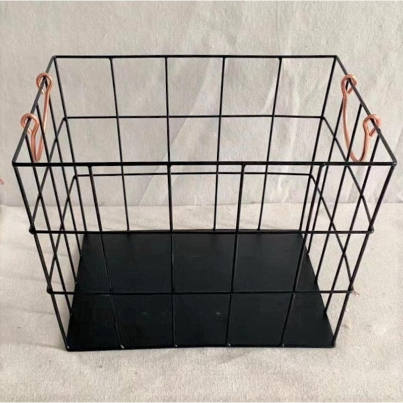 Black Metal Basket, 9"H x 10.60"W x 13"D