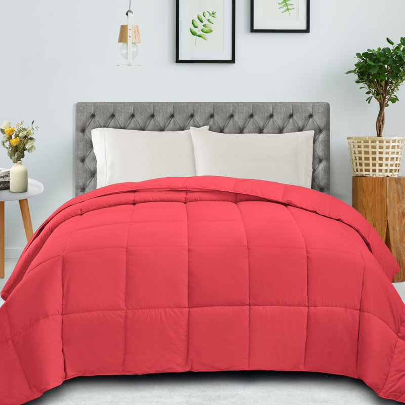 Classic All Season Reversible Medium Weight Hypoallergenic Down Alternative Comforter, Coral, Full/Queen Comforter