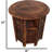 Handcrafted 18" Folding Mango Wood Round Accent Table With Carved Octagonal Base