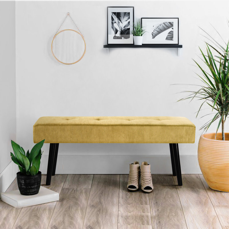 Banc rembourré 39,4 po Velours côtelé, Jaune