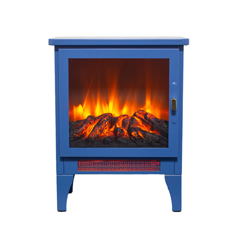 17" Freestanding Electric Fireplace, Aqua Blue