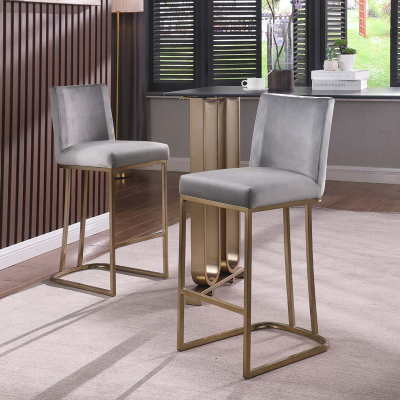 Tabouret 26 "à hauteur de comptoir avec dossier, Gris