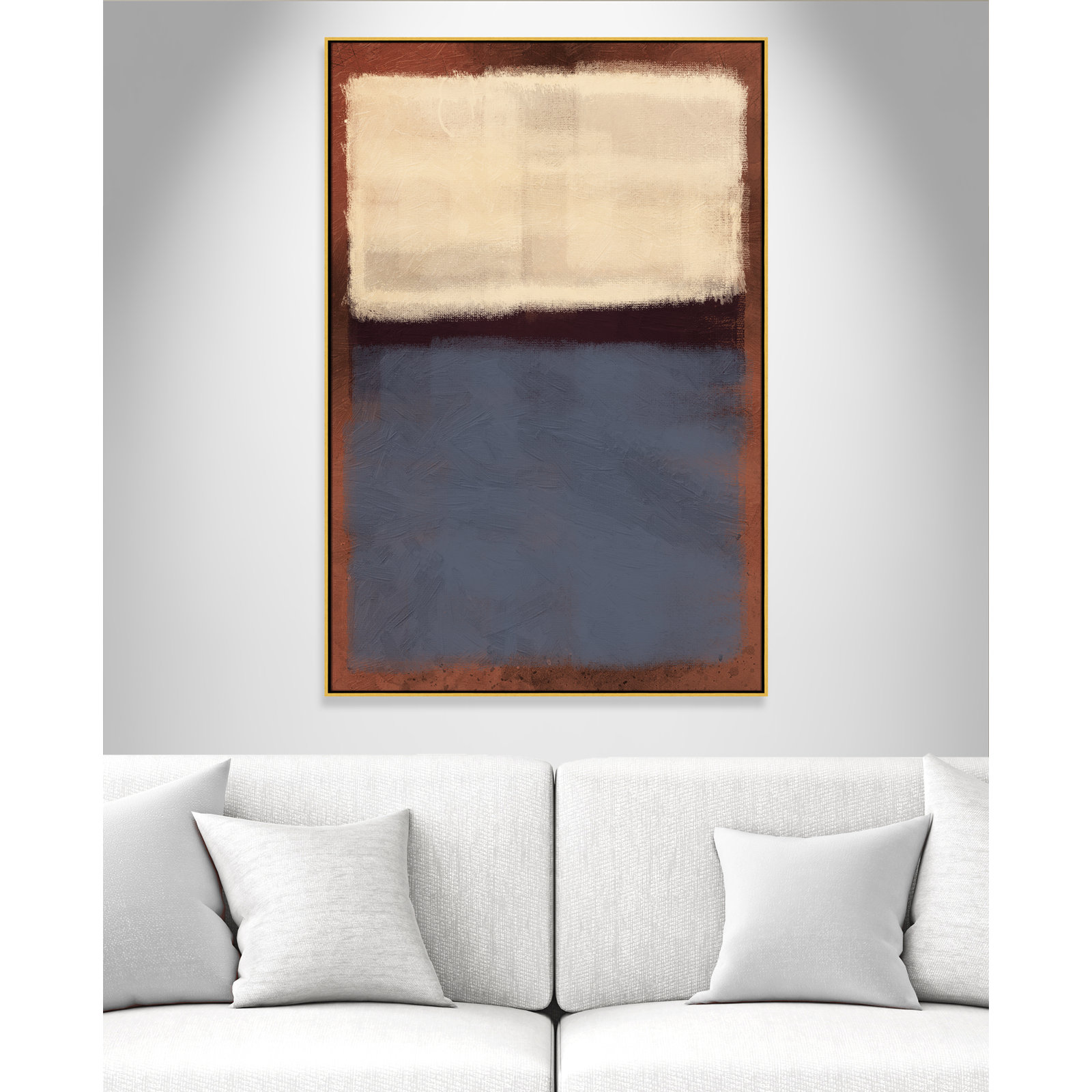 Alabaster Burst - Floater Frame Painting on Canvas, Gold Framed, 61.5" H x 41.5" W x 2" D