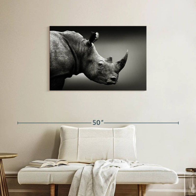 Black And White Rhino, 24" H x 36" W