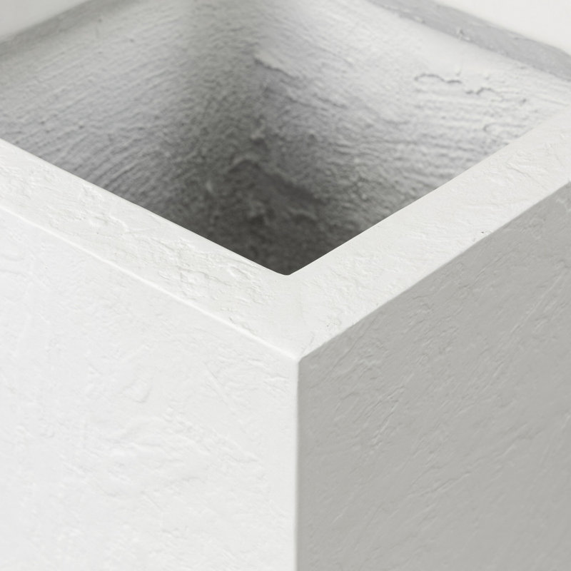 Koto Planter, Textured White Concrete, 32" H x 18" W x 18" D