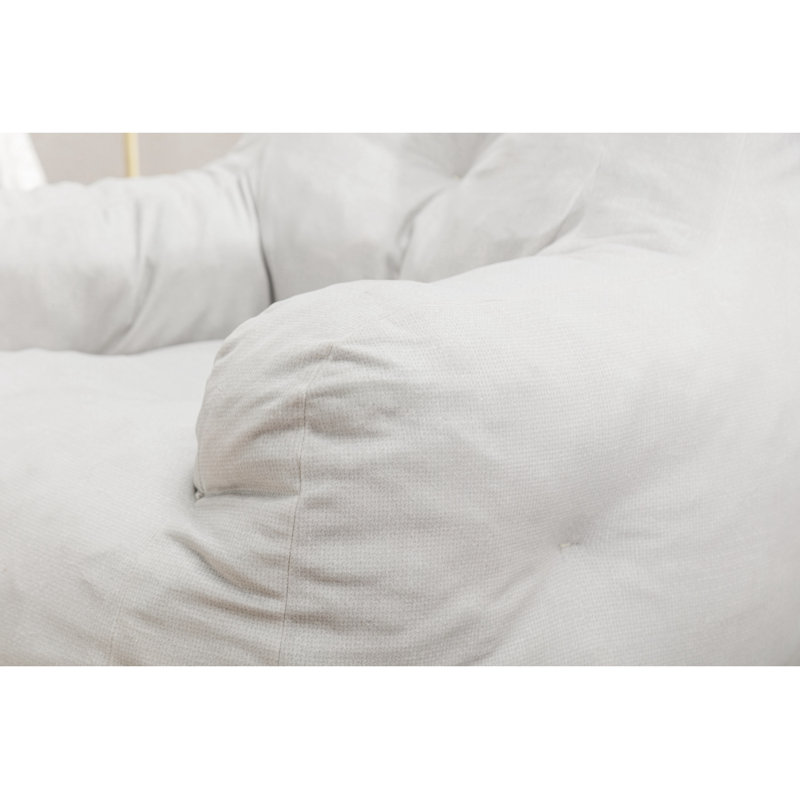 Fauteuil à billes en tissu, Mélange de coton ivoire