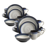 Service de table en grès émaillé Gibson Elite Couture, 16 pièces, bleu (paquet de 2)