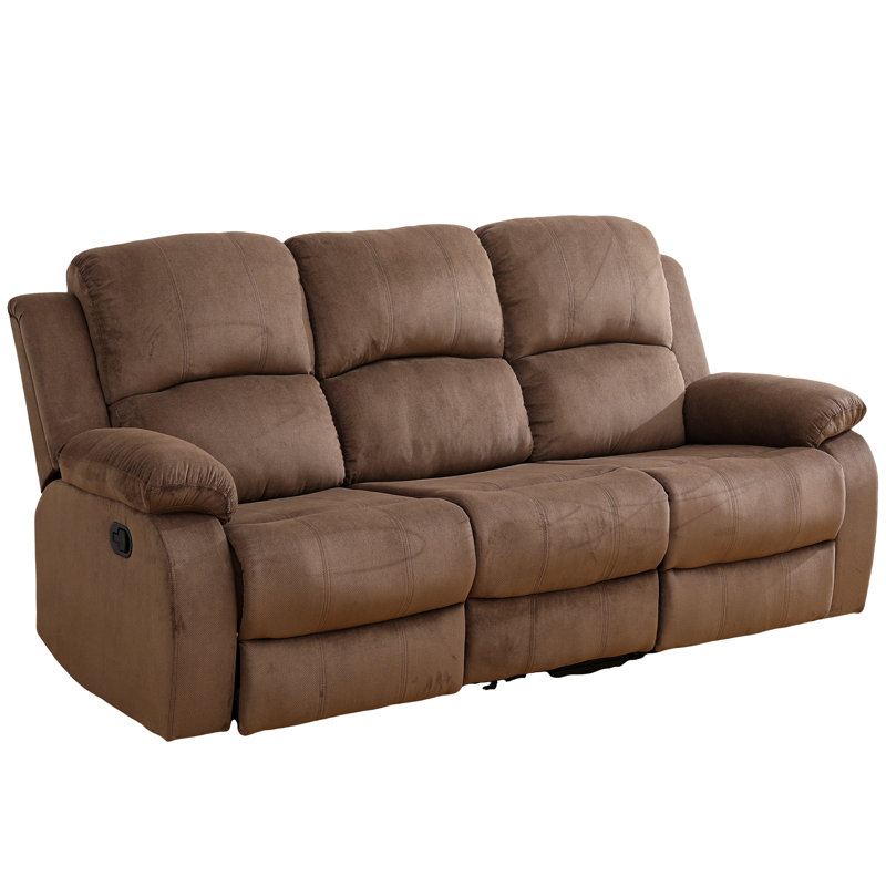 3-Seater Recliner Sofa Chair, Home Theater Sofa with Flipped Backrest and Cupholder, Velvet, Brown, Brown Velvet