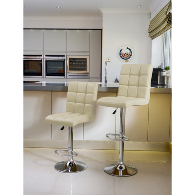 Arelys Swivel Upholstered Adjustable Height Counter Stool with Metal Frame