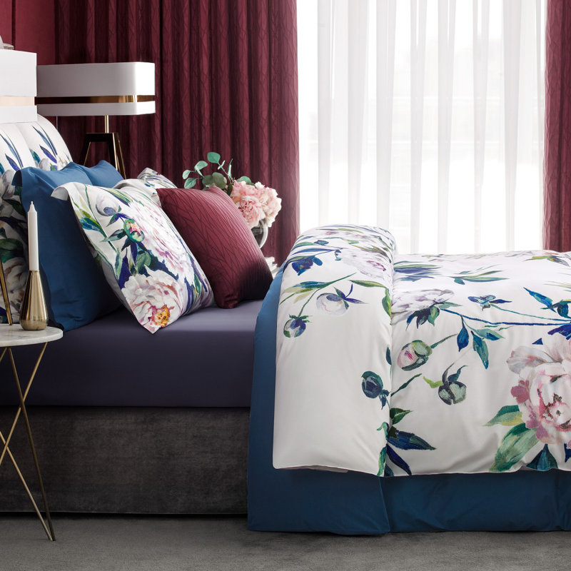 Satin Flat Sheet, Queen,  Blue/Green Palette
