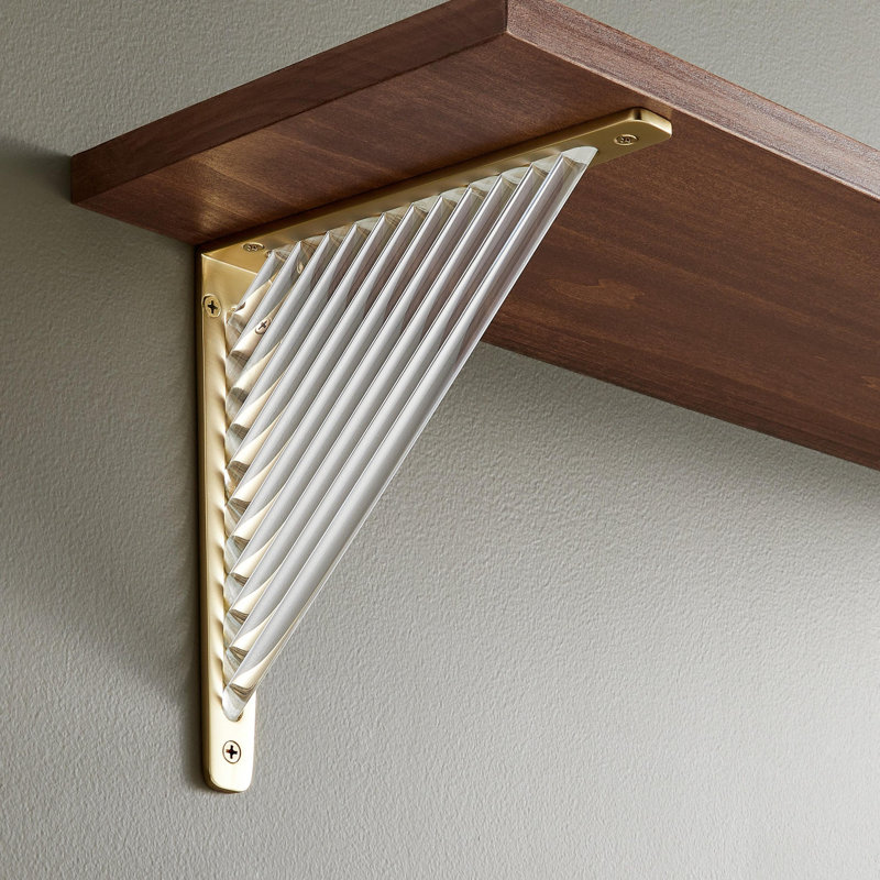 Daylen Brass And Acrylic Shelf Bracket, Satin Brass