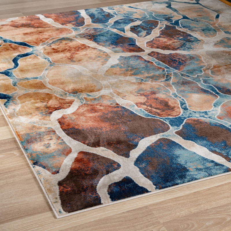 Tapis contemporain contemporain de couleur brique, Carré 6 pi 1 po