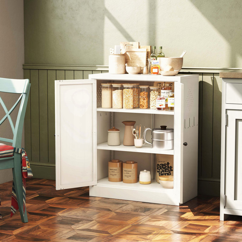 Garde-manger 34,6 po en métal blanc avec tablettes réglables